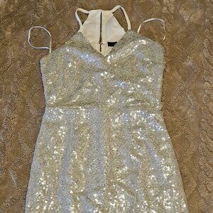 Lulus silver sequined party dress